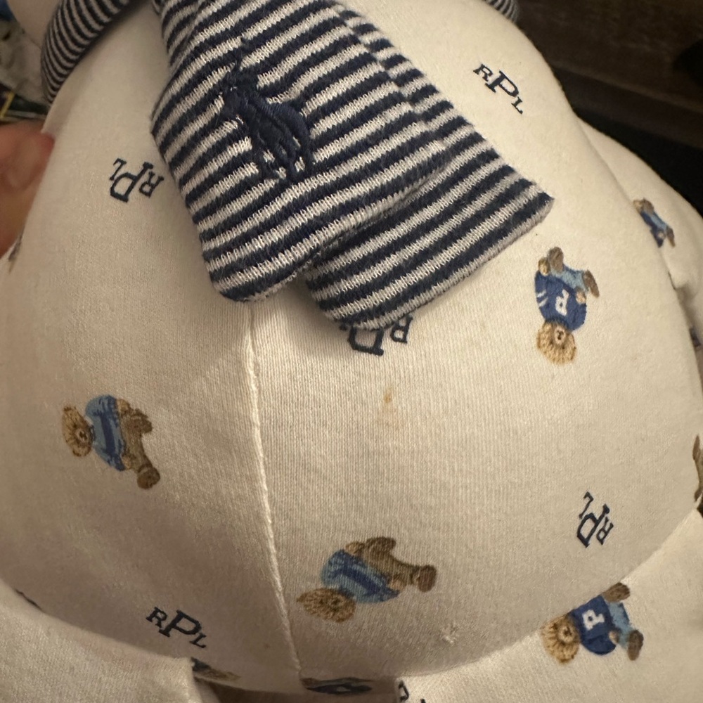 Ralph Lauren Cream Teddy Bear with Striped Scarf - Picture 4 of 8